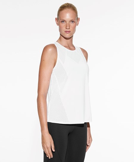 Oysho Microperforated Technical Bez Rukavov T-shirt Biele | VOB297368