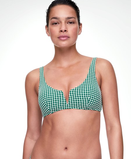 Oysho Mini Geometric Halter Bikiny Top Zelene | UVN054368