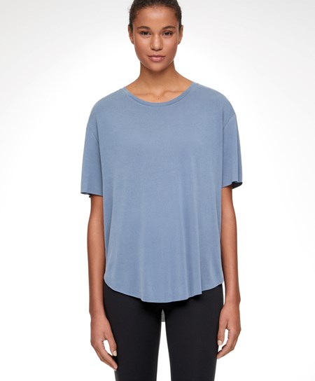 Oysho Modal Kratke-sleeved T-shirt Mid-blue | MCO395674