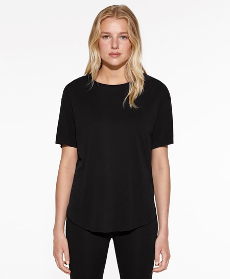 Oysho Modal Kratke-sleeved T-shirt Čierne | QZU802739