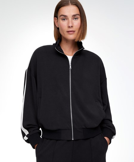 Oysho Modal Side Band Jacket Čierne | QUX568239