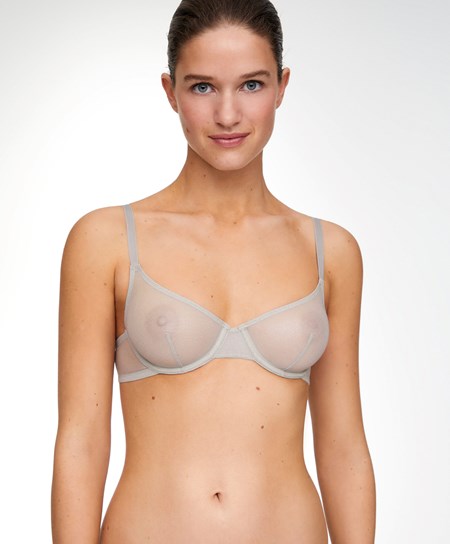 Oysho Non-padded Underwired Klasické Bra In Shiny Tulle Strieborne | NUZ132705