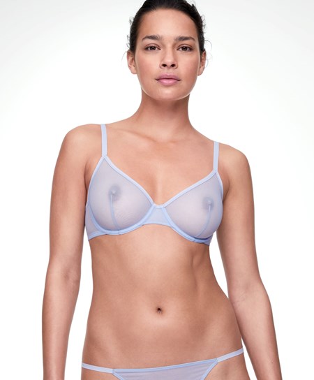 Oysho Non-padded Underwired Klasické Bra In Tulle Lavendel Modre | UTI302654