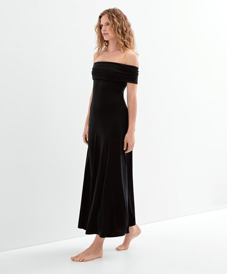 Oysho Off-shoulder Saty Čierne | XCQ824375