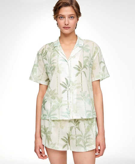 Oysho Palm Tree 100% Bavlnene Kratke-sleeved Shirt Grass | TLS962408