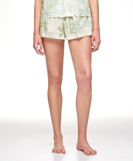 Oysho Palm Tree 100% Bavlnene Shorts Grass | MWY289136