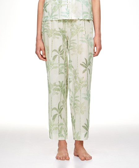 Oysho Palm Tree 100% Bavlnene Trousers Grass | CGQ643891
