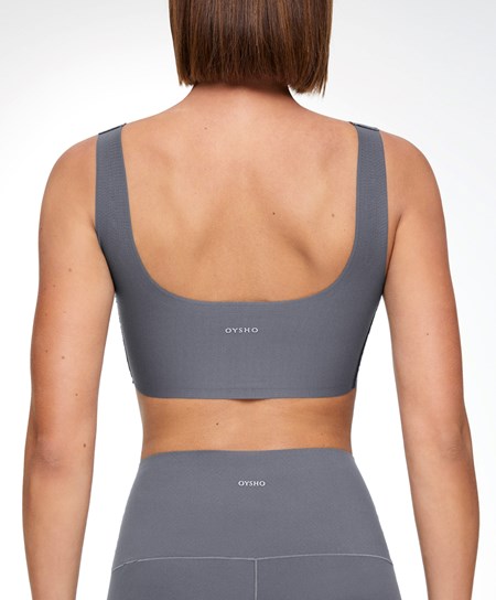 Oysho Perfect-adapt Medium-support Sports Bra With Cups Steel | NRJ839672