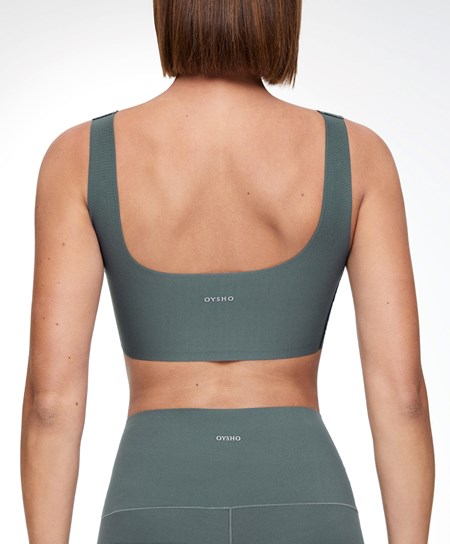 Oysho Perfect-adapt Medium-support Sports Bra With Cups Mid Ocean | QJN315279