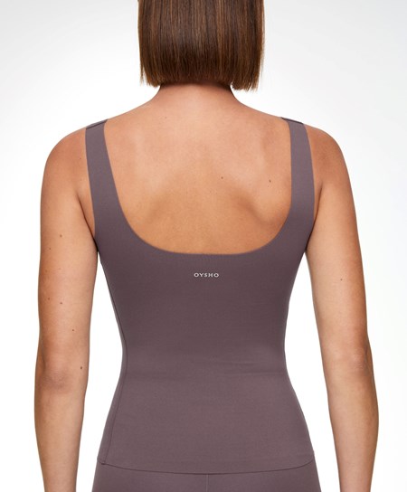 Oysho Perfect-adapt Vest Top With Cups Grey-purple | BYG874032