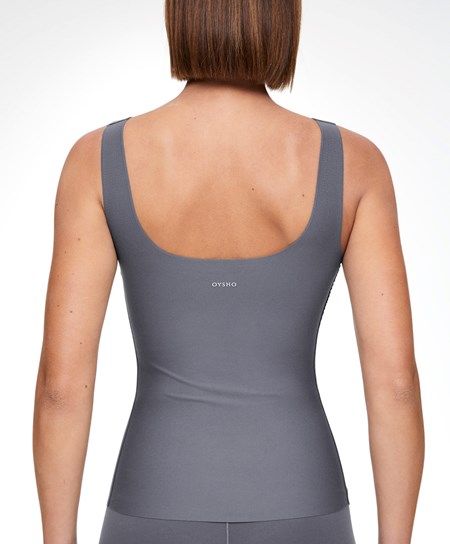 Oysho Perfect-adapt Vest Top With Cups Steel | RZB746120