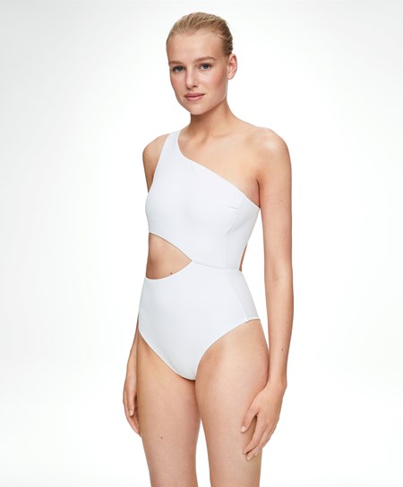 Oysho Piqué Asymmetric Trikini Biele | ZXQ902137
