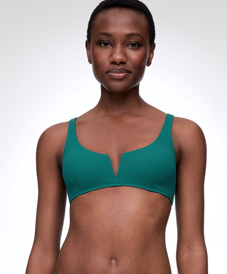 Oysho Piqué Halterneck Bikiny Top Zelene | CDR085672