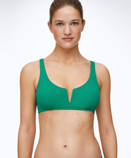 Oysho Piqué Halterneck Bikiny Top Zelene | LVM918672