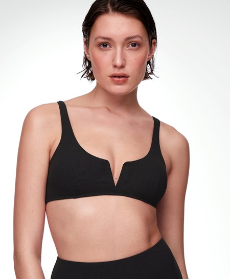 Oysho Piqué Halterneck Bikiny Top Čierne | DWJ410329