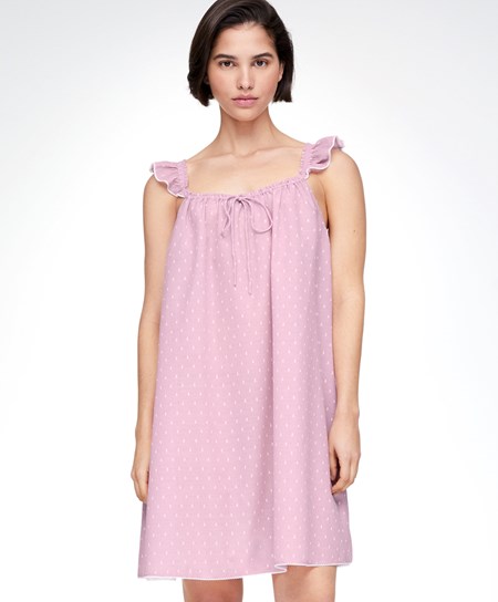 Oysho Plumeti Kratke Nightdress Mid-rosette | ZMN342591