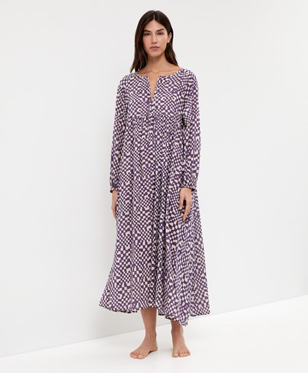 Oysho Printed 100% Bavlnene Tunic Saty Tmavo Nachový | ZEI023645