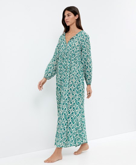 Oysho Printed 100% Bavlnene Tunic Saty Zelene | RKT805941