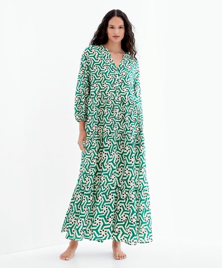 Oysho Printed Bavlnene Tunic Saty Zelene | ADZ017538