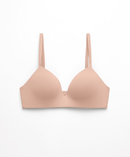 Oysho Push-up Polstrované Triangle Polyamide Bra Béžové | BUS235847