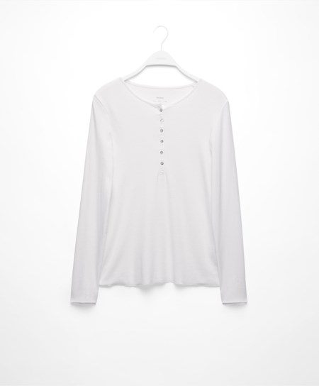 Oysho Rebrovaný Long Sleeve T-shirt Pale Ecru | YIZ974806