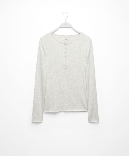 Oysho Rebrovaný Long Sleeve T-shirt Siva | MDK380249