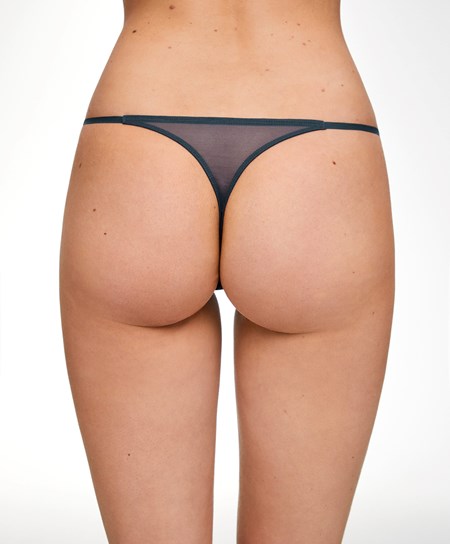 Oysho Remienkové Tulle Tanga Blue-grey | HDP403517