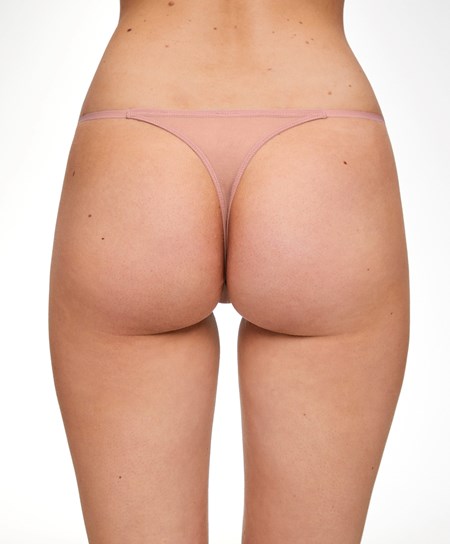 Oysho Remienkové Tulle Tanga Mid Dusty Rosette | UWQ896740