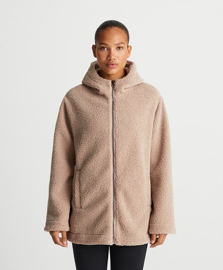 Oysho S Kapucňou Fleece Jacket Soft Mink | VTK841936