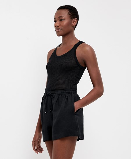 Oysho Semi-sheer Knit Vest Top Čierne | OXI254307