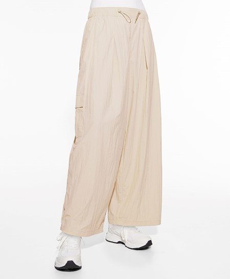 Oysho Siroke Topanky-leg Cargo Trousers Ecru | IFS342865