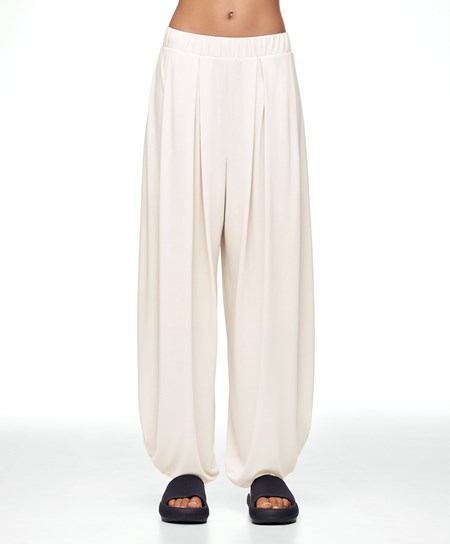 Oysho Siroke Topanky-leg Draped Modal Trousers Stone | HRX974012