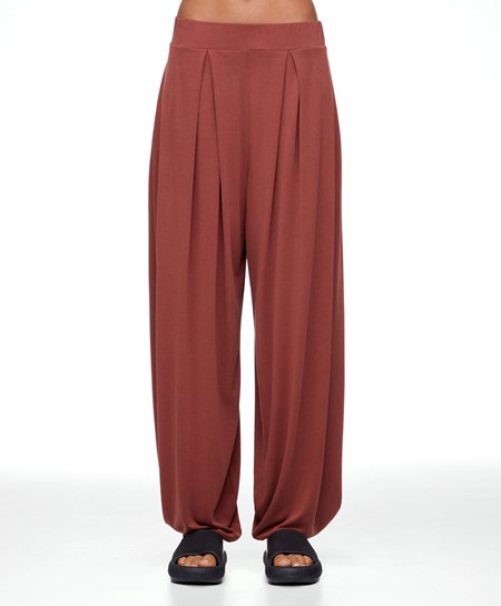 Oysho Siroke Topanky-leg Draped Modal Trousers Hnede | LDM538290