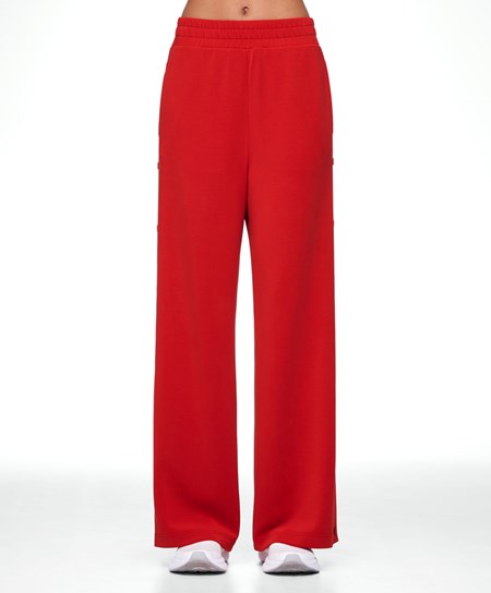 Oysho Soft Touch Modal Siroke Topanky-leg Trousers With Buttons Červené | ZGI148093