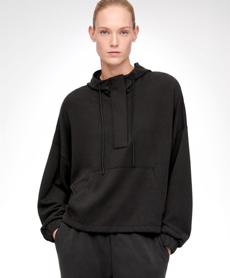 Oysho Soft Touch Modal Sweatshirt With Zip Čierne | QZG970283
