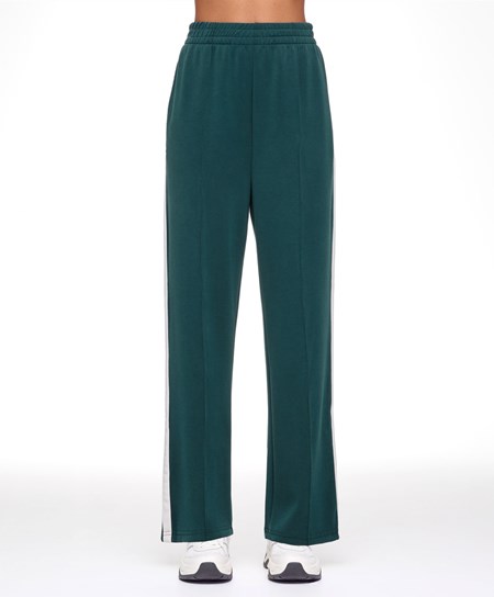 Oysho Soft Touch Modal Trousers With Rovno Leg And Stripe Tmavo Tyrkysové | TAD865431