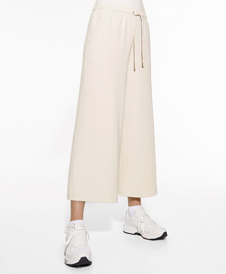 Oysho Soft-touch Modal Cropped Siroke Topanky-leg Trousers Stone | PKY073491