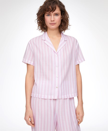Oysho Stripe 100% Bavlnene Kratke-sleeved Shirt Lavendel | EWX629785