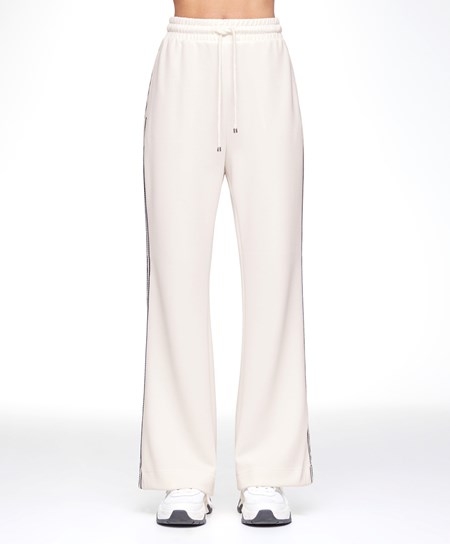 Oysho Stripe Modal Flare Trousers Cream-white | FMZ940361