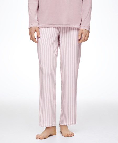 Oysho Stripe Velour Trousers Ruzove | FNG147602