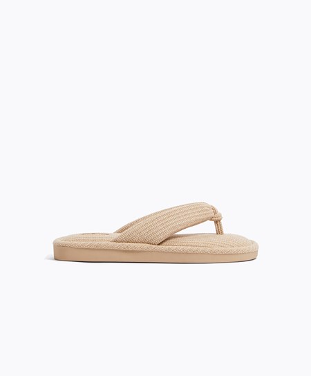 Oysho Texture Tanga Sandals Béžové | SQV315470