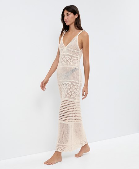Oysho Textured Crochet Long Saty Sand | GQI160893