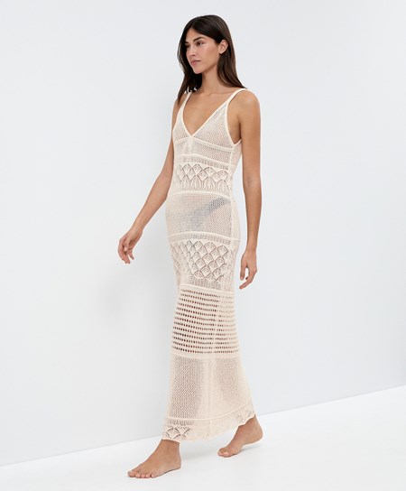Oysho Textured Crochet Long Saty Sand | PHL196348