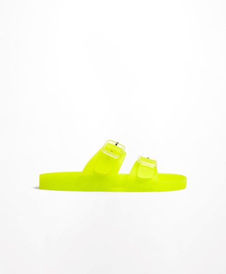 Oysho Translucent Moulded Beach Sandals Lime | VTG027591