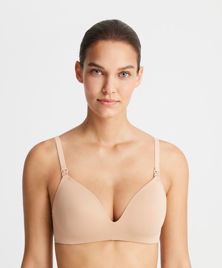 Oysho Triangle Nursing Bra Béžové | IQV801627