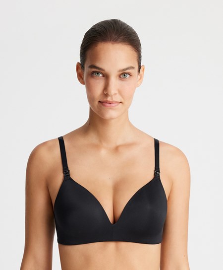 Oysho Triangle Nursing Bra Čierne | KFP348079