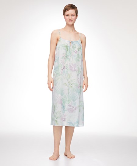 Oysho Tropical 100% Bavlnene Remienkové Midi Nightdress Soft Mauve | YLS645093