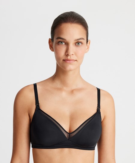 Oysho Tulle Nursing Bra Čierne | SQP120748