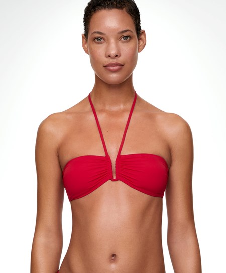 Oysho U-cut Bandeau Bikiny Top Červené | WRS640915