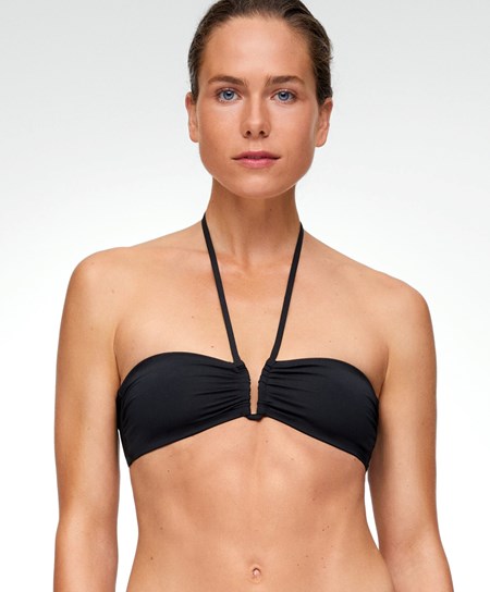 Oysho U-cut Bandeau Bikiny Top Čierne | EAZ394706